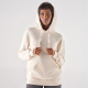 Hoodie beige coton bio porté coupe unisexe