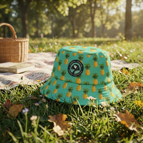 Bob vert motif ananas avec écusson circulaire personnalisé