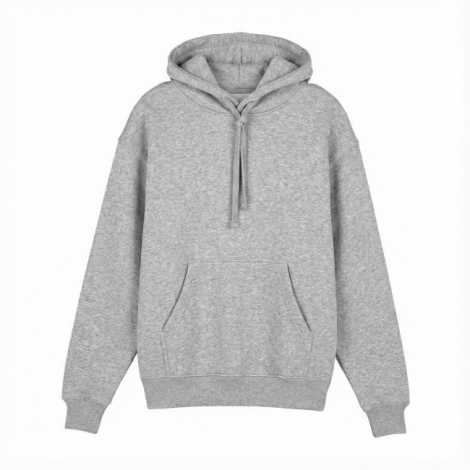 Hoodie gris clair coton bio à plat