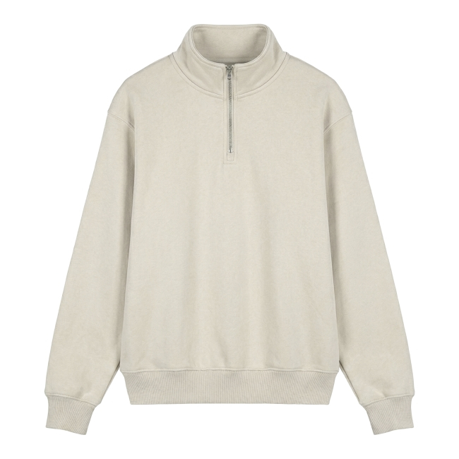 Sweat zippé 340 g coton bio personnalisable Ecru