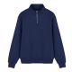 Sweat col zippé bleu marine coton bio