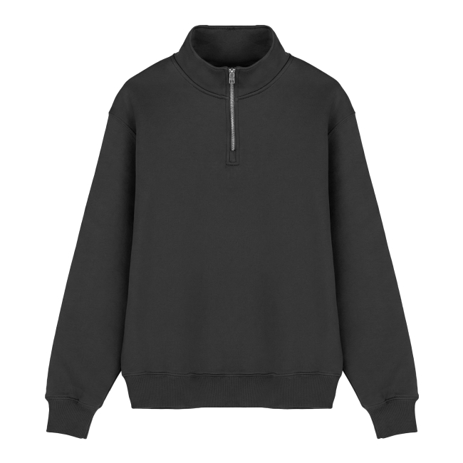 Sweat zippé 340 g coton bio personnalisable Noir