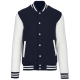 Veste teddy bleu marine et blanc à plat