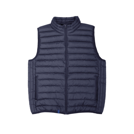 Bodywarmer bleu marine à plat fond blanc