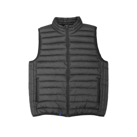 Bodywarmer noir matelassé sans manches fond blanc