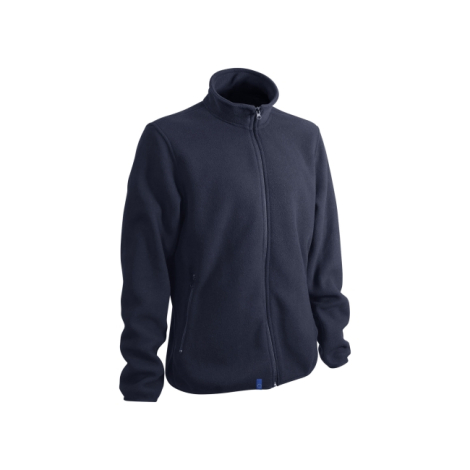 Veste polaire bleu marine zippée fond blanc