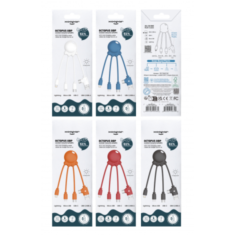 Emballages câble Octopus Xoopar couleurs multiples