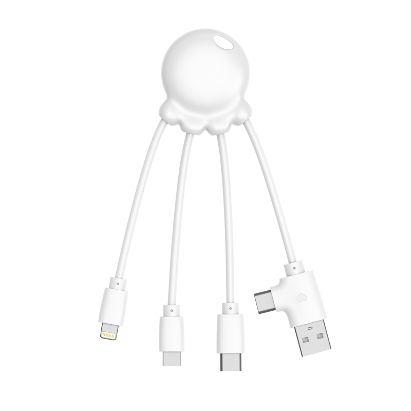 Câble Octopus OBP multi connecteurs personnalisable Blanc