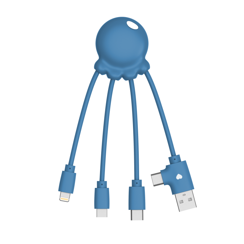 Câble Octopus OBP multi connecteurs personnalisable Bleu