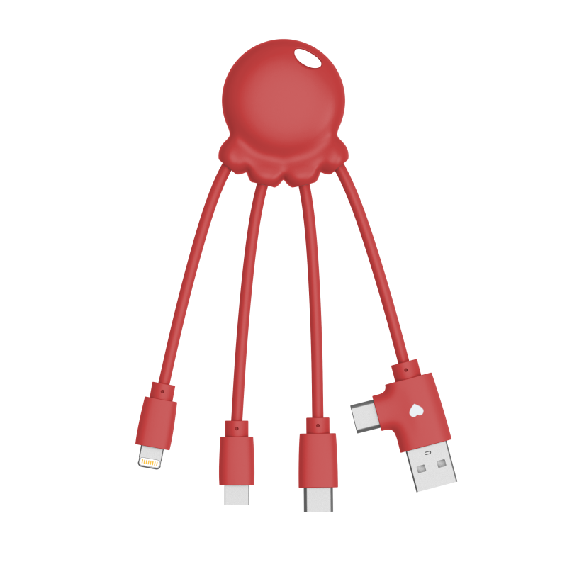 Câble Octopus OBP multi connecteurs personnalisable Rouge