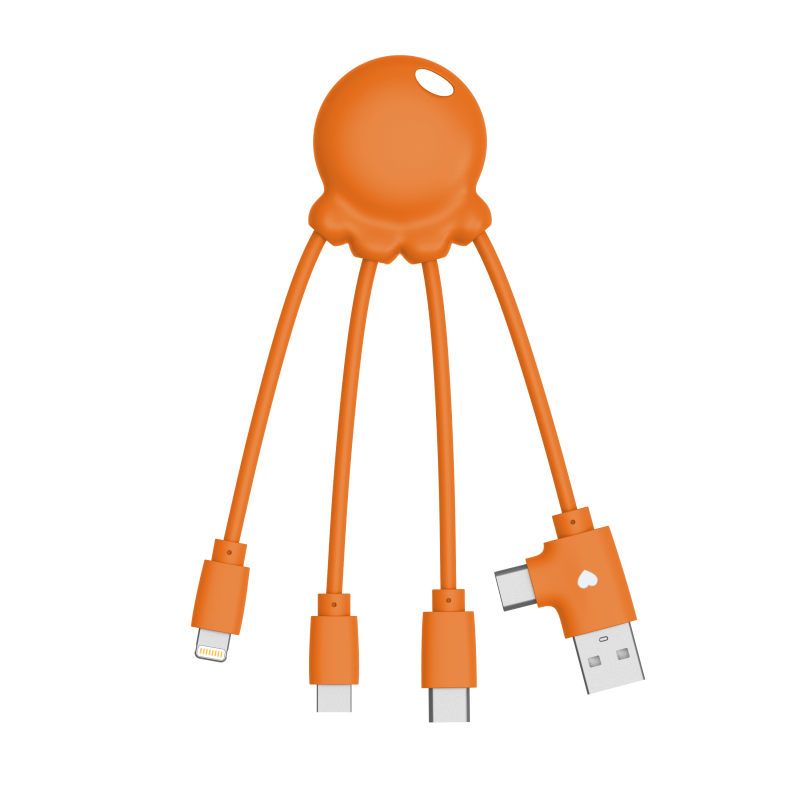 Câble Octopus OBP multi connecteurs personnalisable Orange
