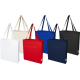 Ensemble de sacs shopping écru, rouge, bleu, bleu marine et noir présentés de face avec longues poignées assorties, sans marquag