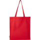 Sac shopping rouge présenté de face avec longues poignées, sans personnalisation apparente.