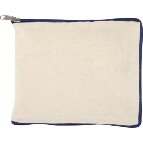 Sac replié dans sa pochette intégrée avec fermeture zippée visible sur le bord, sans personnalisation visible.