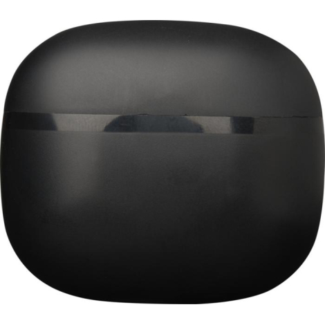 Boîtier de recharge noir présenté fermé en vue de face, sans marquage visible.