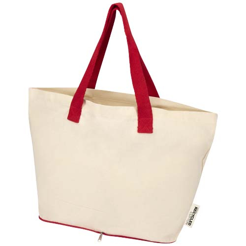 Sac pliable publicitaire 7 L coton recyclé 140 g/m² Sierra Naturel/Rouge