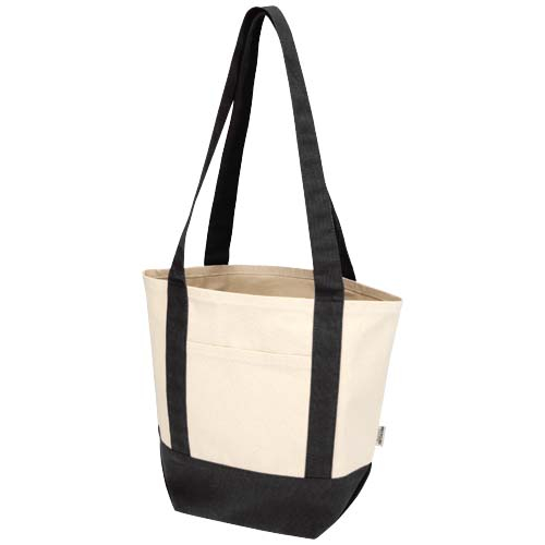 Mini sac shopping coton recyclé 320 g/m² personnalisé Sam Noir/Naturel