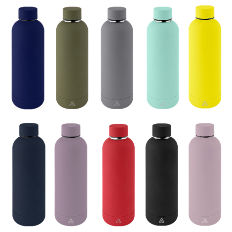 Bouteille inox recyclé 500ml à personnaliser RUBBER
