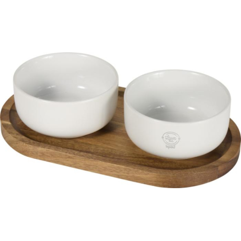 Set apéritif plateau bois et bols céramique personnalisable Noa
