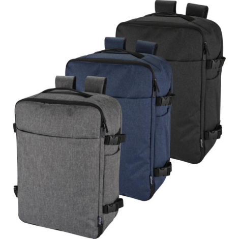 Trois sacs de voyage cabine présentés de face dans différentes couleurs, sans personnalisation visible.