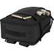 Sac de voyage cabine noir posé à plat montrant une poche supérieure ouverte avec des objets rangés à l’intérieur, sans marquage Sac de voyage cabine noir posé à plat montrant une poche supérieure ouverte avec des objets rangés à l’intérieur, sans marquage
