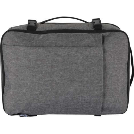 Vue arrière d’un sac de voyage cabine gris avec la poignée supérieure et la sangle arrière, sans marquage visible.