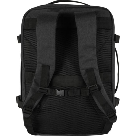 Vue arrière d’un sac de voyage cabine montrant les bretelles rembourrées et le panneau dorsal respirant, sans marquage visible.