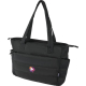 Cabas matelassé noir pour ordinateur portable présenté de face avec poche frontale, avec personnalisation visible sur la surface Cabas matelassé noir pour ordinateur portable présenté de face avec poche frontale, avec personnalisation visible sur la surface
