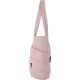 Vue latérale d’un cabas matelassé rose montrant une poche extérieure, sans personnalisation visible. Vue latérale d’un cabas matelassé rose montrant une poche extérieure, sans personnalisation visible.