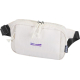 Sac banane beige présenté de face avec cordon de serrage visible sur la partie supérieure, avec personnalisation visible sur la Sac banane beige présenté de face avec cordon de serrage visible sur la partie supérieure, avec personnalisation visible sur la