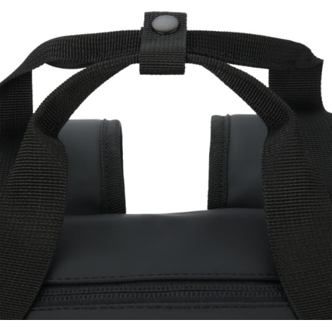 Vue rapprochée de la partie supérieure du sac à dos glacière montrant les poignées et le haut du sac, sans personnalisation visi