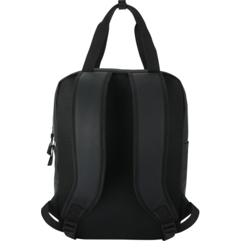 Vue arrière d’un sac à dos glacière montrant les bretelles rembourrées et le panneau dorsal en maille, sans personnalisation vis