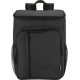 Sac à dos glacière noir présenté de face avec poche frontale zippée, sans marquage visible.