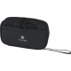 Pochette accessoires noire présentée de face avec poche frontale, avec personnalisation visible sur la surface avant. Pochette accessoires noire présentée de face avec poche frontale, avec personnalisation visible sur la surface avant.
