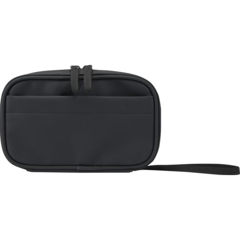Pochette accessoires noire présentée de face avec poche frontale, sans personnalisation apparente.