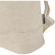 Vue rapprochée du côté d’un sac à dos rolltop beige avec étiquette latérale, sans marquage visible. Vue rapprochée du côté d’un sac à dos rolltop beige avec étiquette latérale, sans marquage visible.