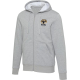 Sweat zippé sherpa gris unisexe vu de face avec capuche et poches frontales, avec personnalisation visible sur la poitrine.