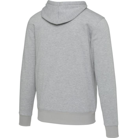 Sweat zippé sherpa gris unisexe vu de dos avec capuche et manches longues, sans marquage apparent.