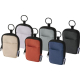 Plusieurs petites pochettes présentées en différents coloris, avec bordures noires, poche avant plaquée et anneau d’attache en p