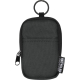 Petite pochette noire vue de face, avec poche plaquée et fermeture zippée, sans personnalisation visible.