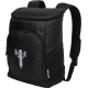 Sac à dos isotherme noir vu de face avec bretelles arrière, compartiment principal zippé sur le dessus et poche frontale arrondi Sac à dos isotherme noir vu de face avec bretelles arrière, compartiment principal zippé sur le dessus et poche frontale arrondi
