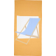 Serviette microfibre déployée avec illustration d’un transat bleu sur structure en bois sur fond jaune, sans personnalisation vi