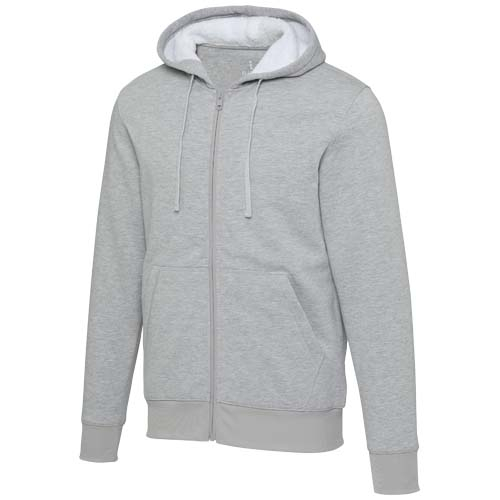Sweat zippé sherpa unisexe publicitaire en coton recyclé Natron Gris