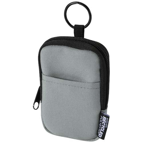 Mini pochette personnalisée recyclée avec mousqueton Byron Gris