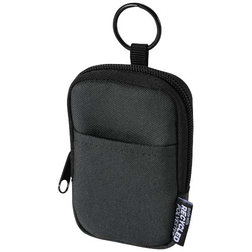 Mini pochette personnalisée recyclée avec mousqueton Byron Noir