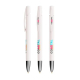 Trois stylos bille BIC Media Clic Advance blancs alignés avec clip blanc et pointe métallique, chacun avec personnalisation visi Trois stylos bille BIC Media Clic Advance blancs alignés avec clip blanc et pointe métallique, chacun avec personnalisation visi