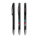 Trois stylos bille BIC Media Clic Advance noirs présentés verticalement avec clip noir et pointe métallique, chacun avec personn Trois stylos bille BIC Media Clic Advance noirs présentés verticalement avec clip noir et pointe métallique, chacun avec personn