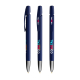 Trois stylos bille BIC Media Clic Advance bleu foncé présentés verticalement avec clip assorti et pointe métallique, chacun avec Trois stylos bille BIC Media Clic Advance bleu foncé présentés verticalement avec clip assorti et pointe métallique, chacun avec