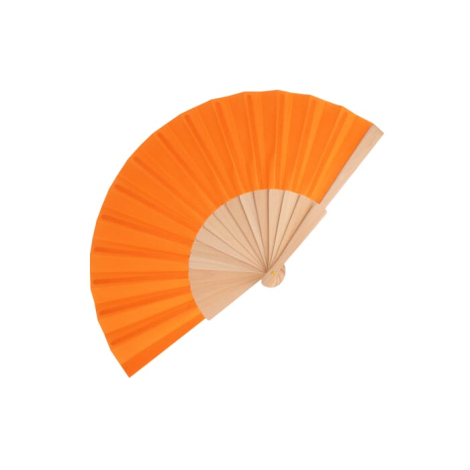 Éventail promotionnel coloré en bois et polyester recyclé