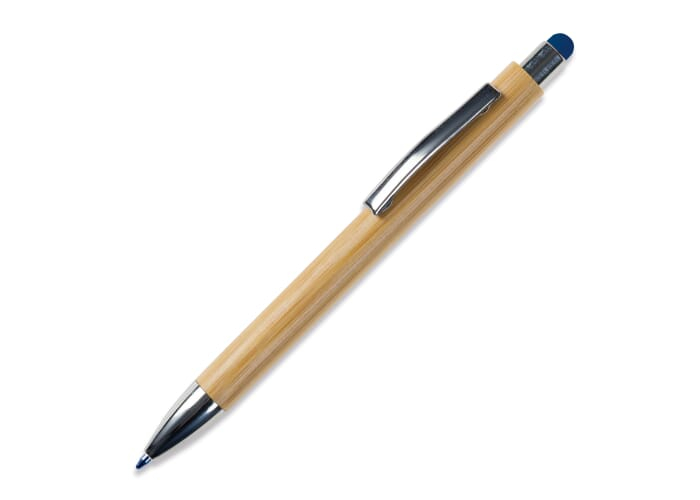 &nbsp;Stylo-stylet promotionnel en bambou New York Bleu
